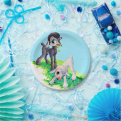 zwart lammetje wit lammetje papieren bordje (Feest)