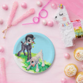 zwart lammetje wit lammetje papieren bordje (Feest)