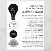 Zwart lampglas, elektricien Adverteren Flyer (Voorkant)