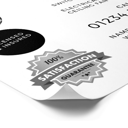 Zwart lampglas, elektricien Adverteren Poster (Hoek)