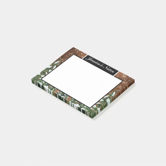 Zwart land Sneeuwig hout en bos dennenboom op maat Post-it® Notes (Schuin)