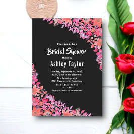 Zwart Land Waterverf Boho Bloemen Vrijgezellenfees Kaart