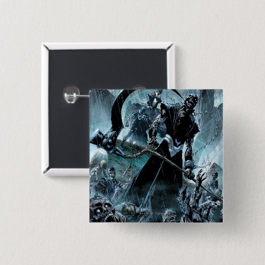 Zwart landoppervlak vierkante button 5,1 cm (Voorkant /achterkant)