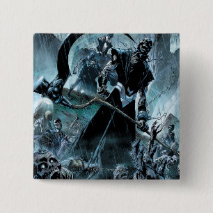 Zwart landoppervlak vierkante button 5,1 cm