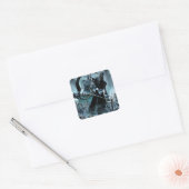 Zwart landoppervlak vierkante sticker (Envelop)