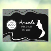 Zwart Lang Haar Vrouw Haar Stylist Venster Cling Raamsticker (Vel 3)