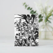 Zwart lanthistercorps - zwart en wit briefkaart (Staand voorkant)