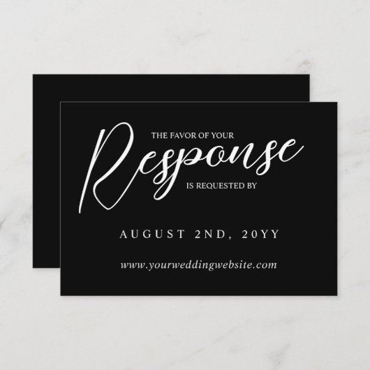 Zwart Laurel Monogram Voor Reactie RSVP Online (Voorkant / Achterkant)