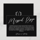 Zwart laurier monogram polite gemist RSVP (Voorkant / Achterkant)
