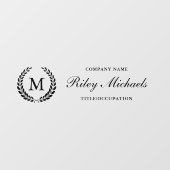 Zwart laurierkrans Elegant Monogram Naam Titel Raamsticker (Vel)
