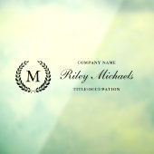 Zwart laurierkrans Elegant Monogram Naam Titel Raamsticker (Vel 3)