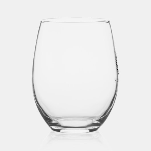 Zwart laurierkrans zwart monogram en naam wijnglas zonder voet (Rechts)