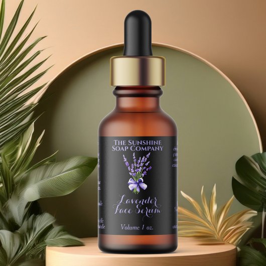Zwart Lavendel Druppelflesetiket 2.375 x 1.25 Etiket