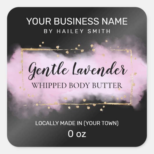 Zwart lavendel met mondkapje vierkante sticker (Voorkant)