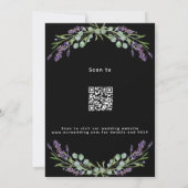 Zwart lavendel violet groen QR RSVP bruiloft Kaart (Achterkant)