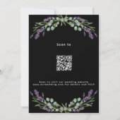 Zwart lavendel violet QR code RSVP luxe bruiloft Kaart (Achterkant)