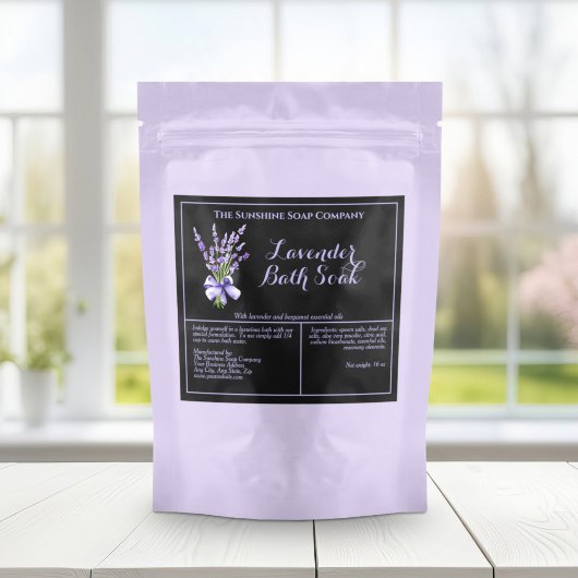 Zwart Lavendel Waterdicht Bad Soak Pouch Label Sparkling Wijnetiket