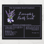 Zwart Lavendel Waterdicht Bad Soak Pouch Label Sparkling Wijnetiket (Enkel label)