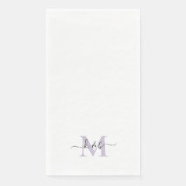 Zwart/lavender Monogram Swash Script White Servet