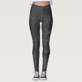 Zwart leder Abstract Leggings (Voorkant)