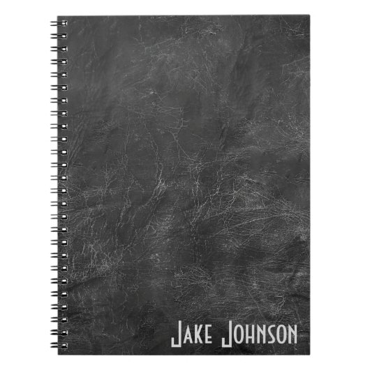 Zwart leder Abstract met naam Notitieboek (Voorkant)