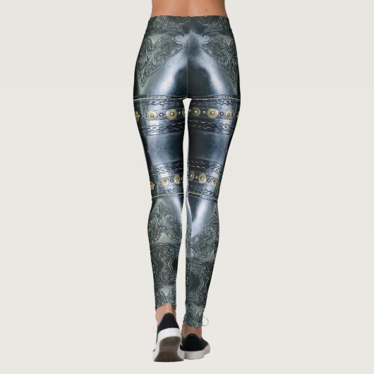 Zwart leder, abstract ontwerp leggings (Achterkant)