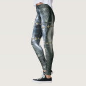 Zwart leder, abstract ontwerp leggings (Links)
