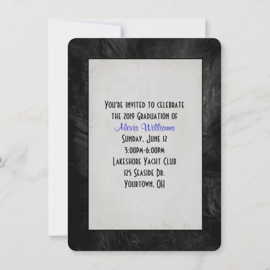Zwart leder Afstuderen uitgenodigd Kaart (Achterkant)
