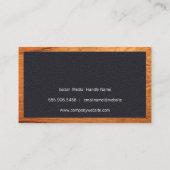 Zwart leder | Barberwinkel | Lijst van hout Visitekaartje (Achterkant)