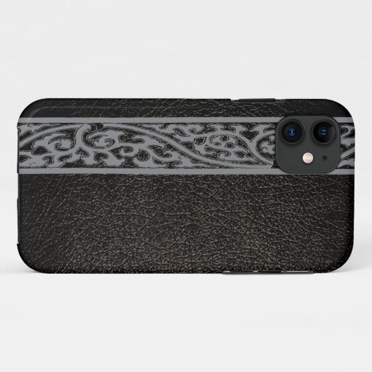 Zwart leder Case-Mate iPhone case (Achterkant (horizontaal))