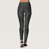 Zwart leder en bloemharten leggings (Achterkant)