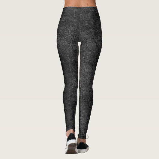 Zwart leder en bloemharten leggings (Achterkant)