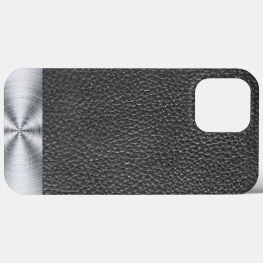 Zwart leder en staal afdrukken Case-Mate iPhone case (Achterkant (horizontaal))
