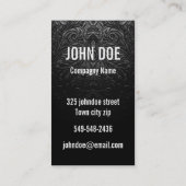 Zwart leder, fijn versierd visitekaartje (Achterkant)