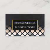 Zwart leder | Geometrisch patroon Visitekaartje (Voorkant)