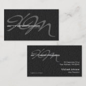 Zwart leder getextureerd visitekaartje (Voorkant / Achterkant)