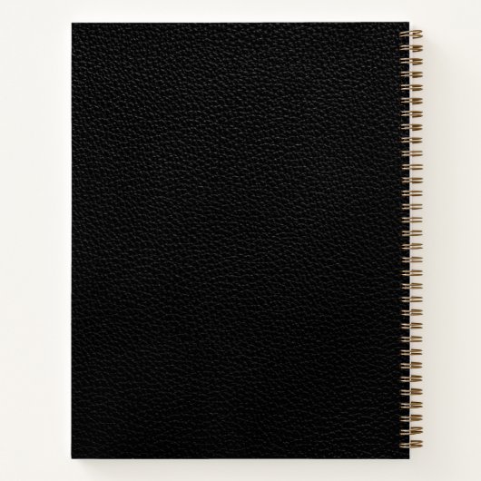 Zwart leder Gold Initiaal Logo Notitieboek (Achterkant)