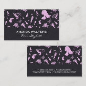 zwart leder | Haar stylist patronen Visitekaartje (Voorkant / Achterkant)