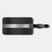 Zwart leder Imitation Snakeskin-patroon - Aangepas Bagagelabel (Achterkant horizontaal)