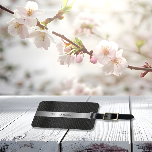 Zwart leder Imitation Snakeskin-patroon - Aangepas Bagagelabel