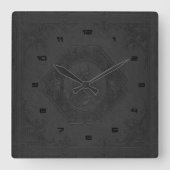 Zwart  leder ingelijst paardenhoofd vierkante klok (Voorkant)