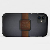 Zwart leder Kijk bruin Label Case-Mate iPhone Case (Achterkant (horizontaal))