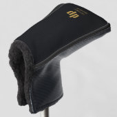 Zwart leder Kijk Monogram Aangepaste naam Golfheadcover (3/4 voorkant)