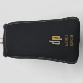 Zwart leder Kijk Monogram Aangepaste naam Golfheadcover (Voorkant)