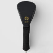 Zwart leder Kijk Monogram en persoonlijke naam Golfheadcover (Voorkant)