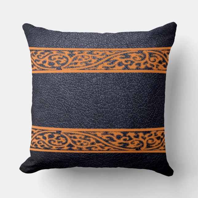 Zwart leder kussen (Voorkant)