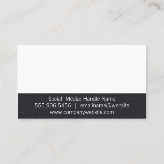 Zwart leder | Logo met de Barber Pole Scissors Visitekaartje (Achterkant)