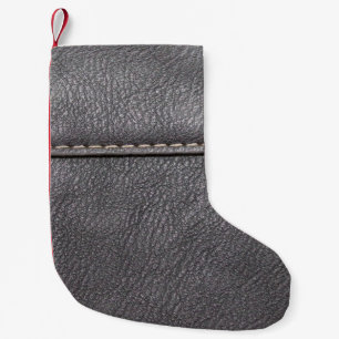 Zwart leder met witte rok kleine kerstsok