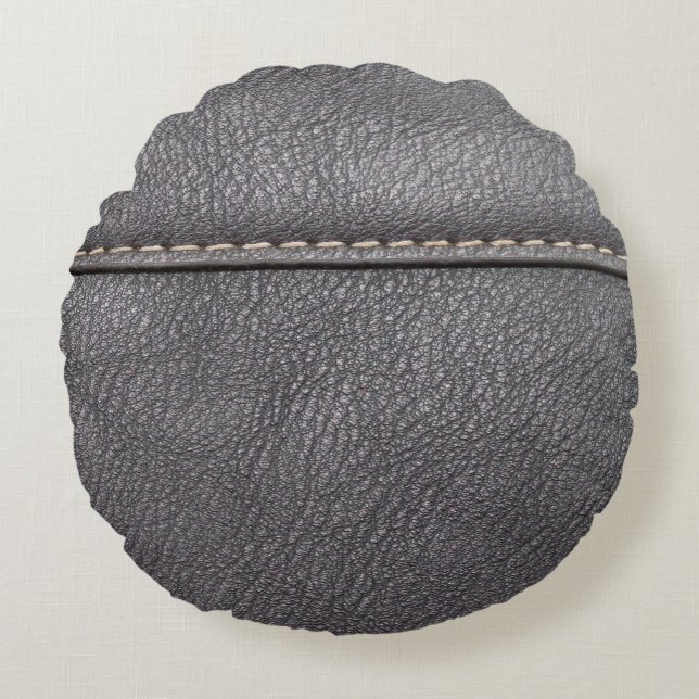 Zwart leder met witte rok rond kussen (Voorkant)