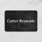 Zwart leder met witte tekst visitekaartje (Voorkant)